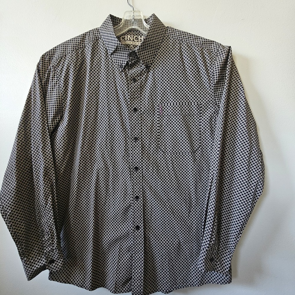 Cinch Modern Fit Shirt Men's XL Long Sleeve Button Down Polka Dot Geometric